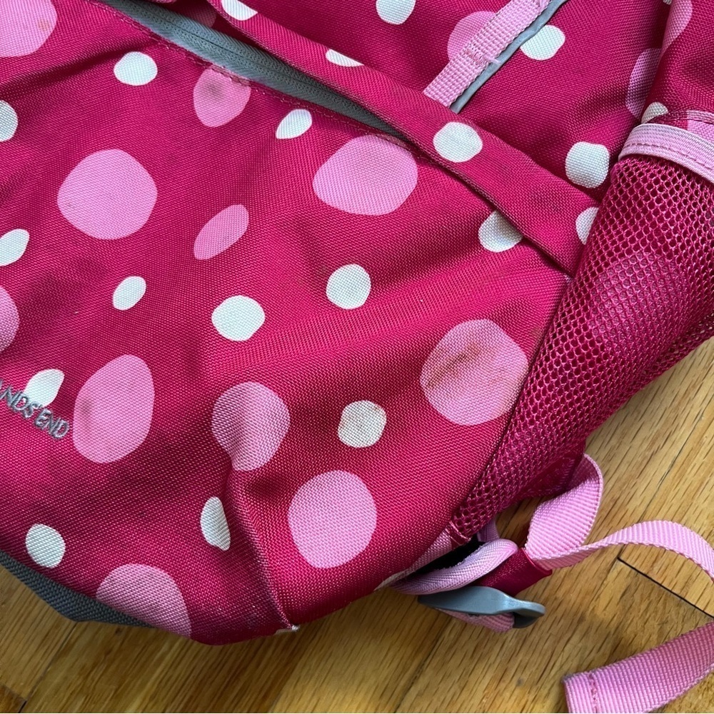 Lands’ End Classmate Girls Pink Polka Dot Initial “CW” Backpack - Picture 7 of 13